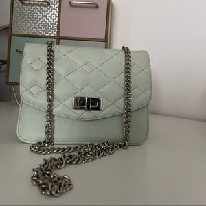Pastel green genuine leather bag